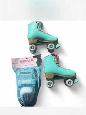 Aqua Impala Skates with Pink Accents